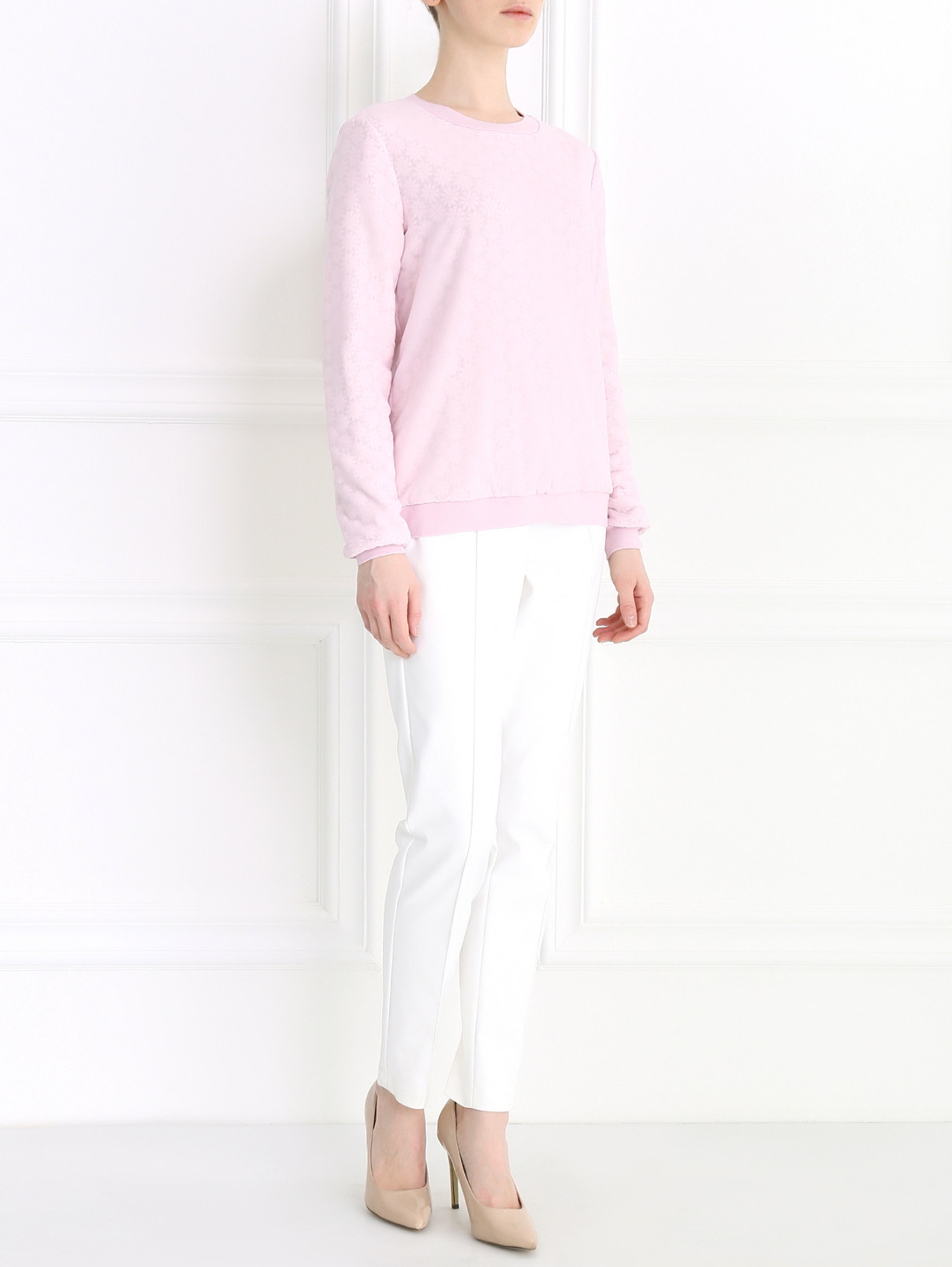 Свитшот из шелка и хлопка Raoul  –  Модель Общий вид  – Цвет:  Розовый