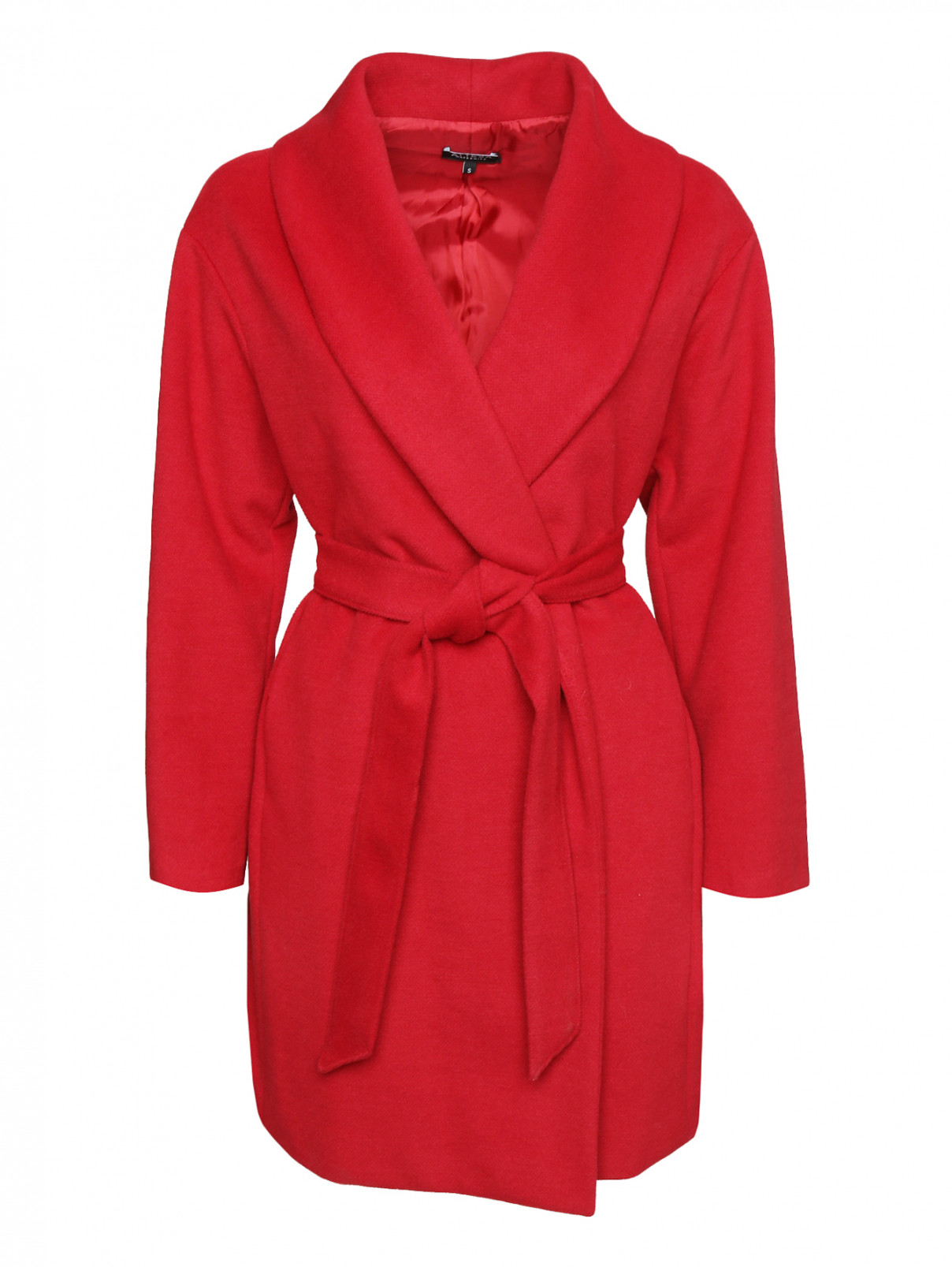 Пальто свободного кроя с поясом Attesa  –  Общий вид  – Цвет:  Красный