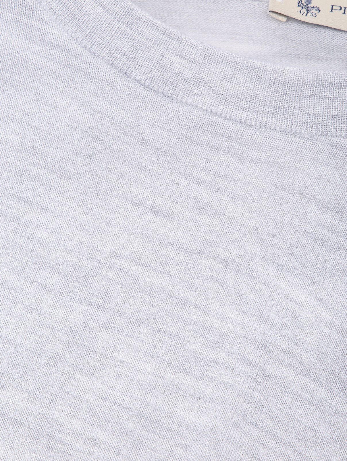 Джемпер из шерсти и шелка с круглым вырезом Piacenza Cashmere  –  Деталь  – Цвет:  Серый