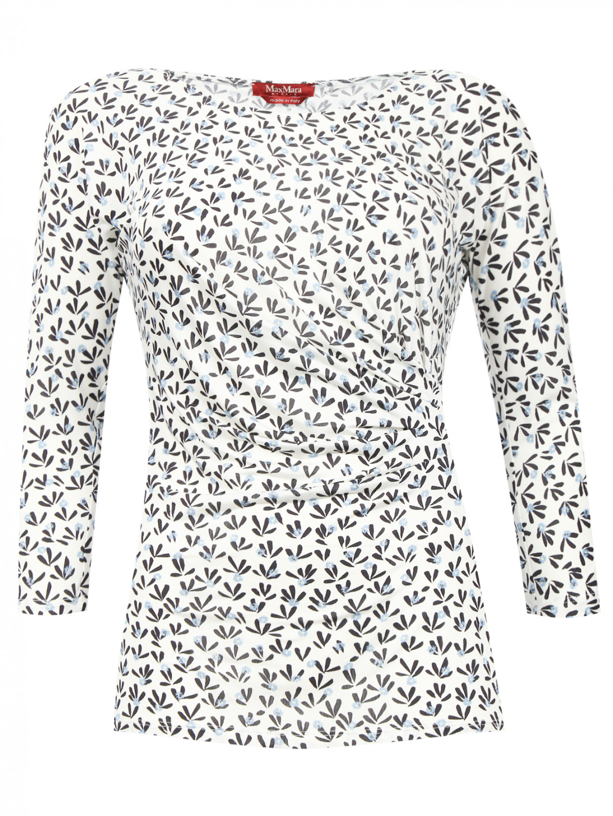 Блуза с узором и драпировкой Max Mara  –  Общий вид  – Цвет:  Узор