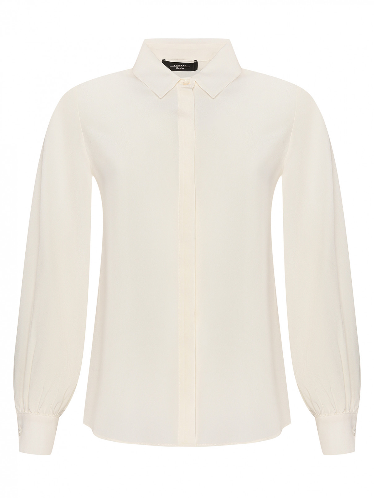 Блуза из шелка однотонная Weekend Max Mara  –  Общий вид  – Цвет:  Белый