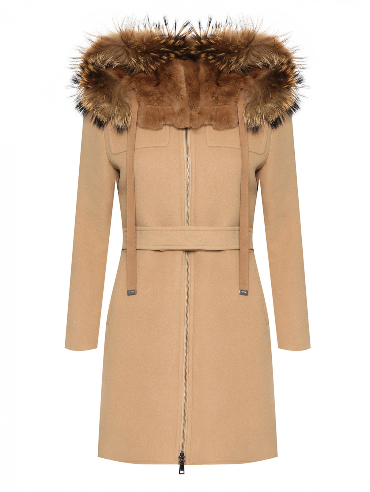 Пальто из шерсти со съемным капюшоном Seventy  –  Общий вид  – Цвет:  Бежевый