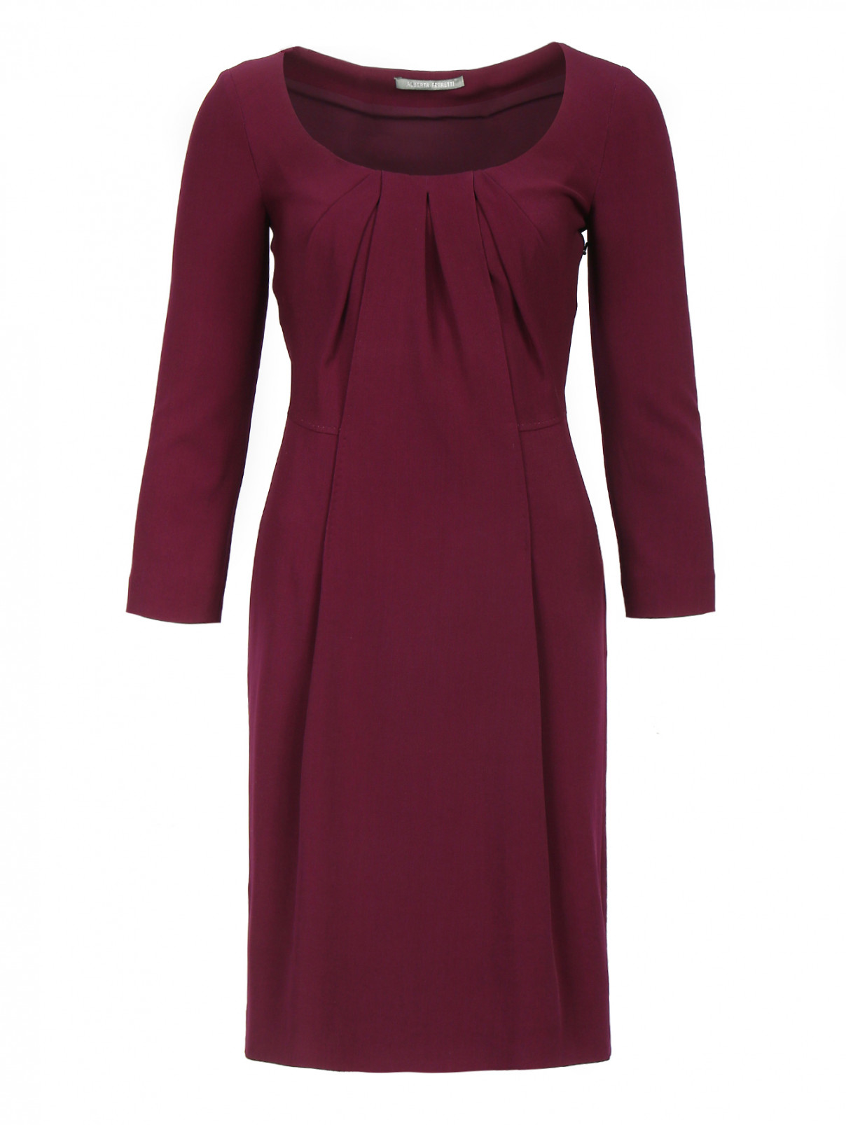 Платье-футляр из шерсти и шелка Alberta Ferretti  –  Общий вид  – Цвет:  Фиолетовый