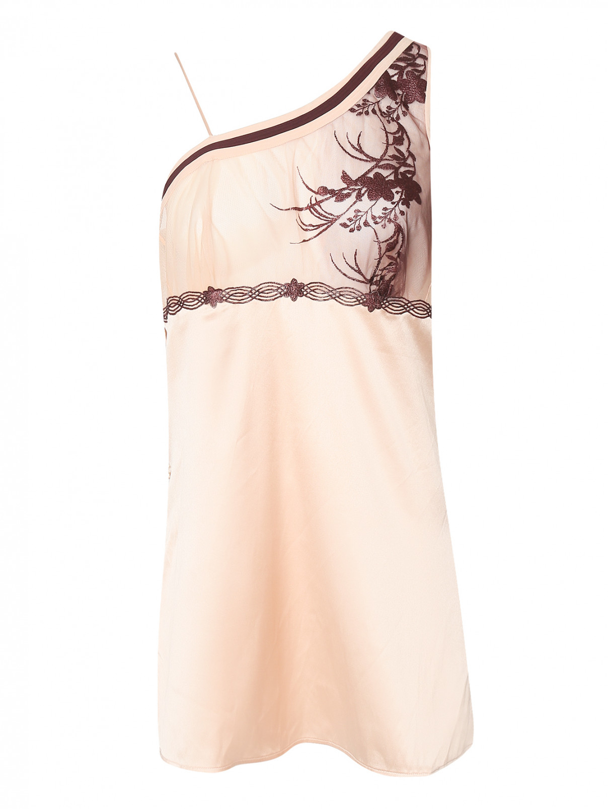 Сорочка из шелка с вышивкой La Perla  –  Общий вид  – Цвет:  Розовый