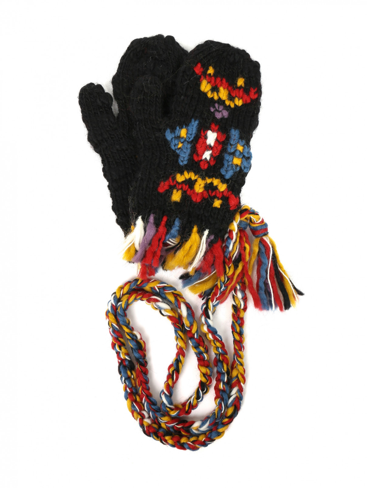Варежки из шерсти с узором Etro  –  Общий вид  – Цвет:  Черный