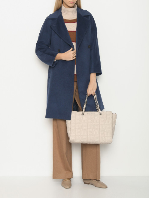Двубортное пальто из шерсти с поясом Weekend Max Mara - МодельОбщийВид