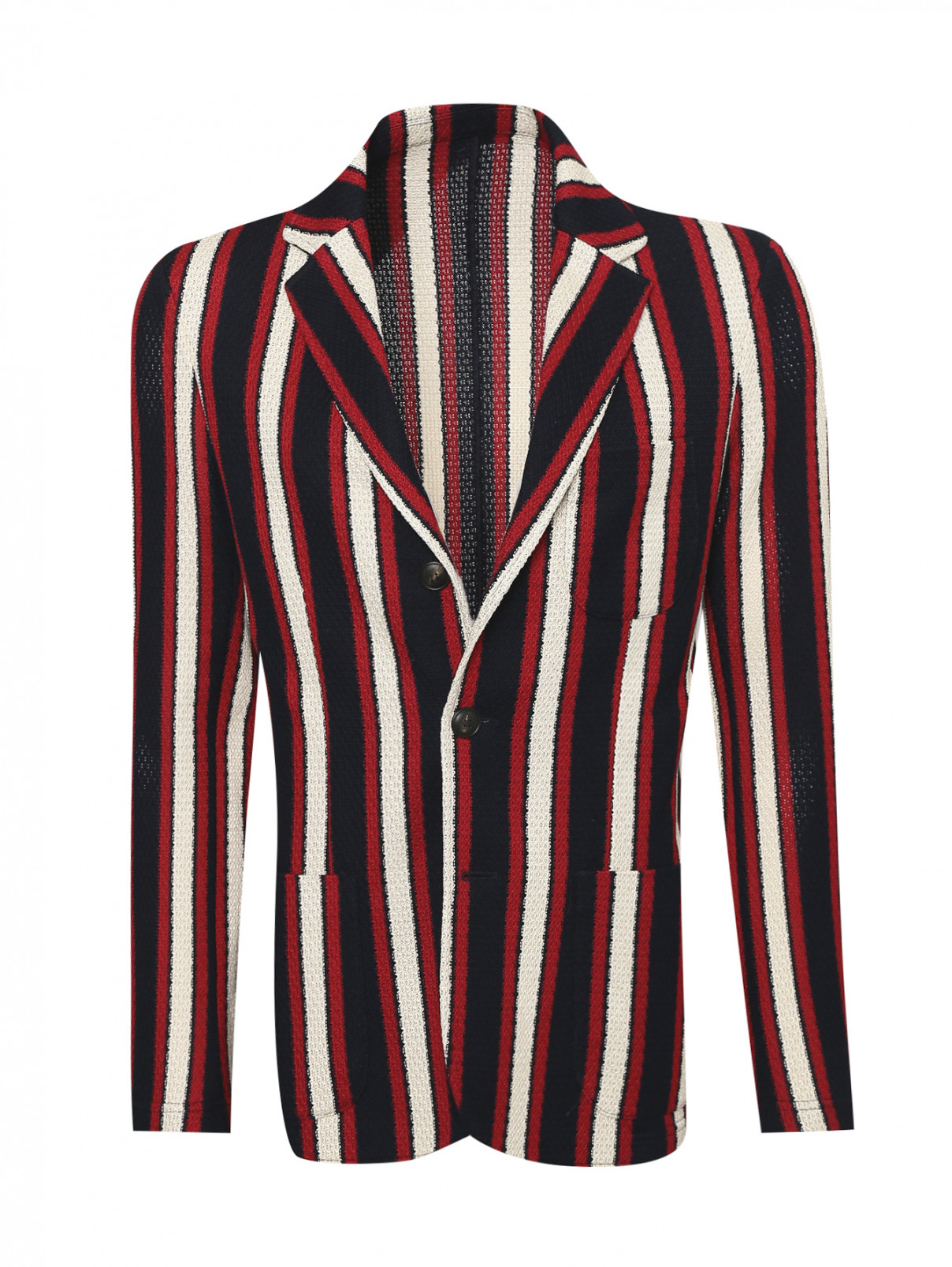 Пиджак однобортный из хлопка с узором "полоска" Pal Zileri  –  Общий вид  – Цвет:  Мультиколор