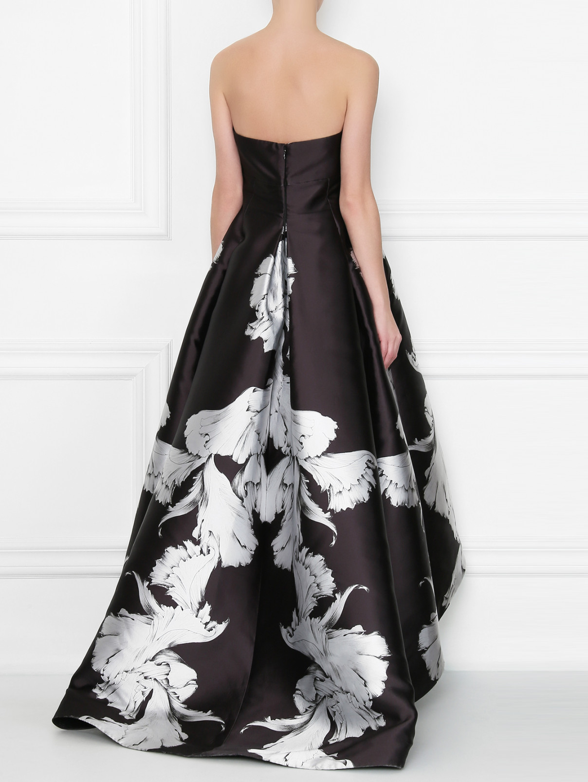 Платье макси  c цветочным узором Yolan Cris  –  МодельВерхНиз1  – Цвет:  Черный