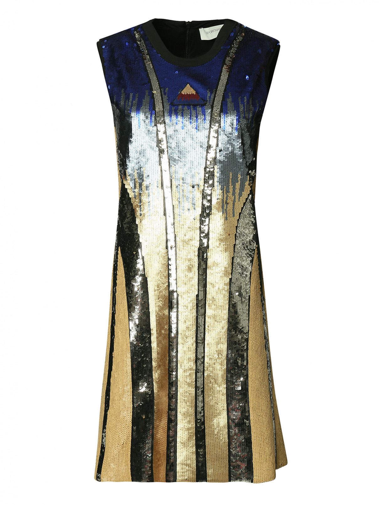 Платье-футляр из ткани с пайетками Sportmax  –  Общий вид  – Цвет:  Золотой