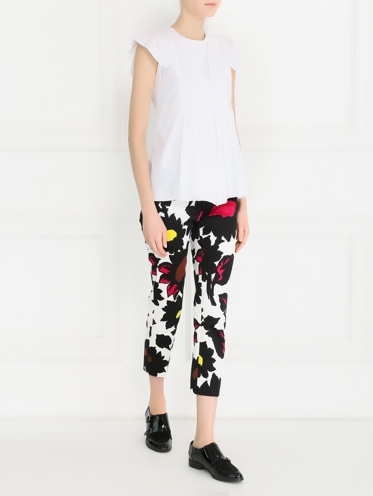 Укороченные брюки из хлопка с цветочным узором Max Mara  –  Модель Общий вид  – Цвет:  Узор