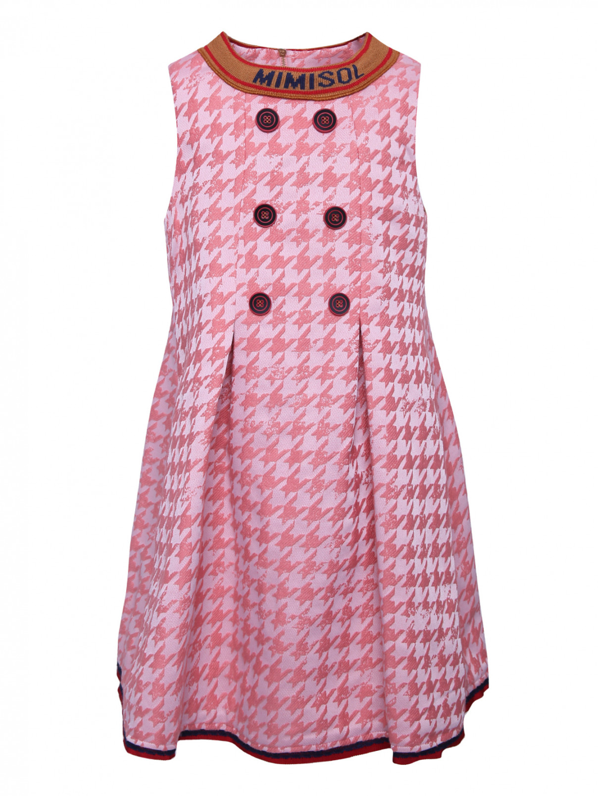 Мини-платье с узором-гусиная лапка MiMiSol  –  Общий вид  – Цвет:  Розовый