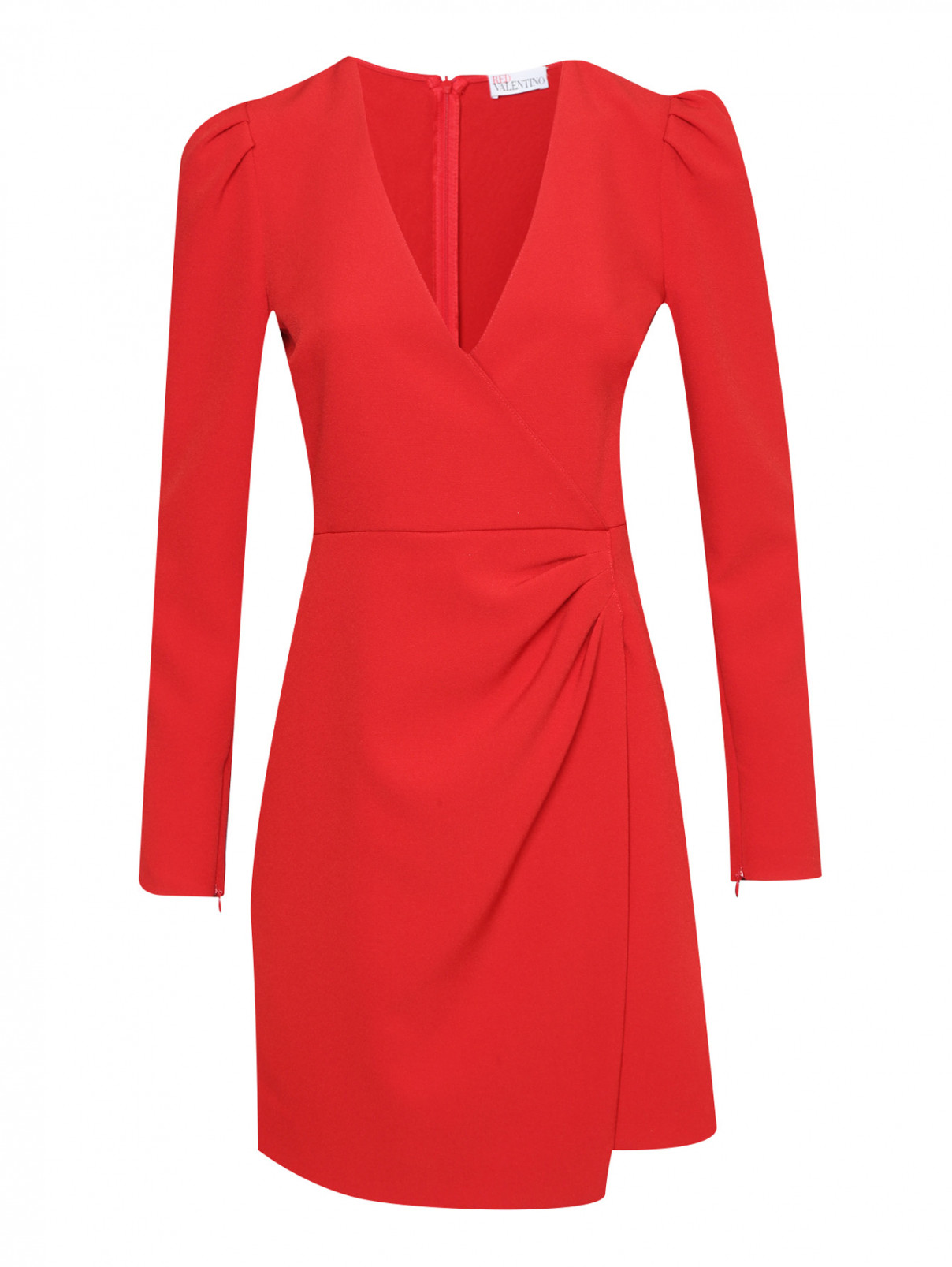 Платье с декоративной сборкой Red Valentino  –  Общий вид  – Цвет:  Красный