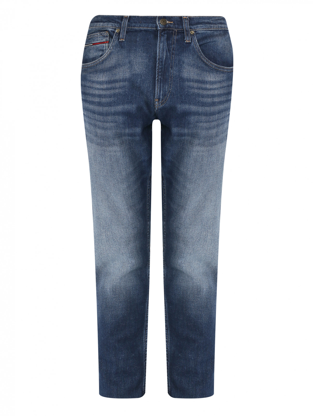 Джинсы зауженного кроя с потертостями Tommy Jeans  –  Общий вид  – Цвет:  Синий