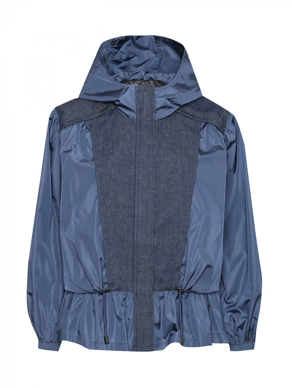 Комбинированная куртка с капюшоном Alberta Ferretti  –  Общий вид  – Цвет:  Синий
