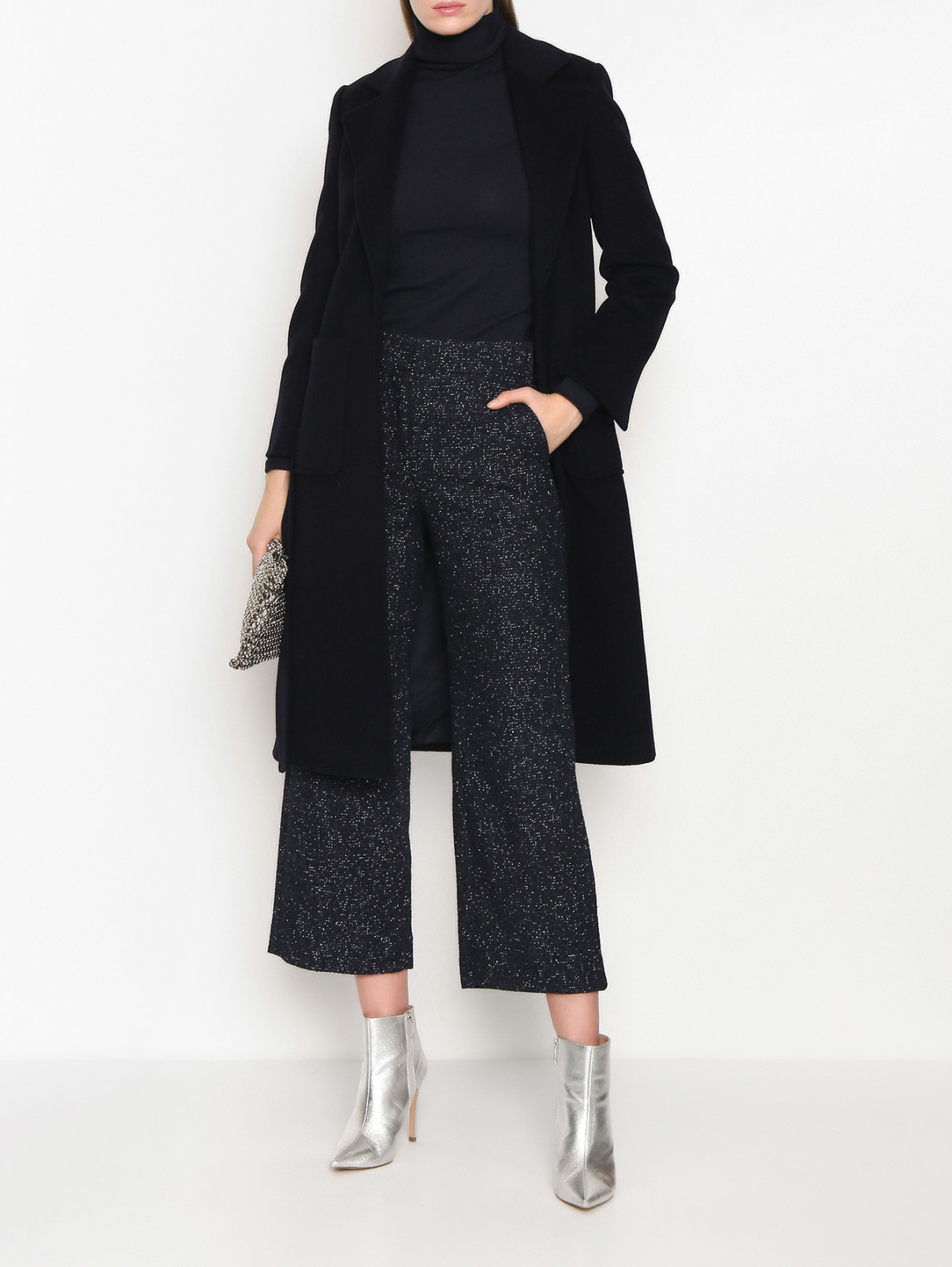 Брюки укроченного кроя из хлопка Max Mara  –  МодельОбщийВид  – Цвет:  Черный