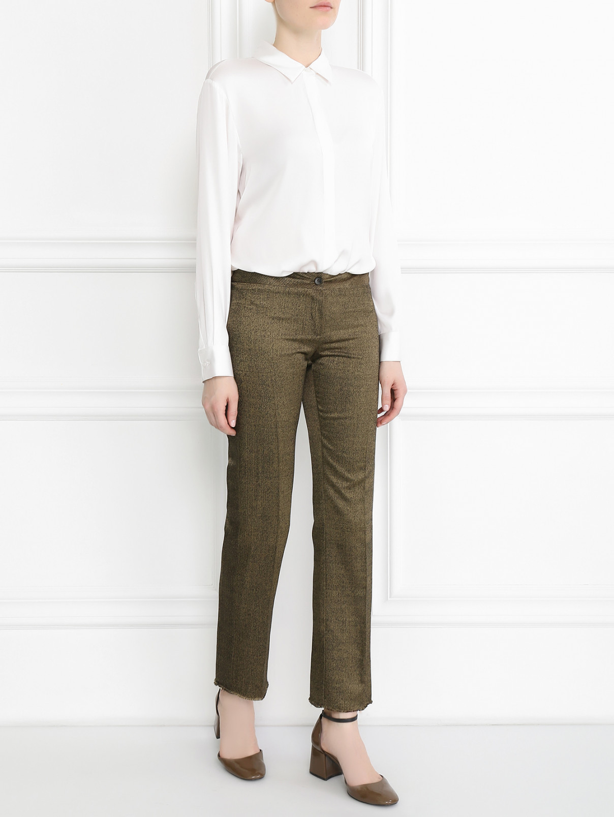 Укороченные брюки из шелка Haute  –  Модель Общий вид  – Цвет:  Зеленый