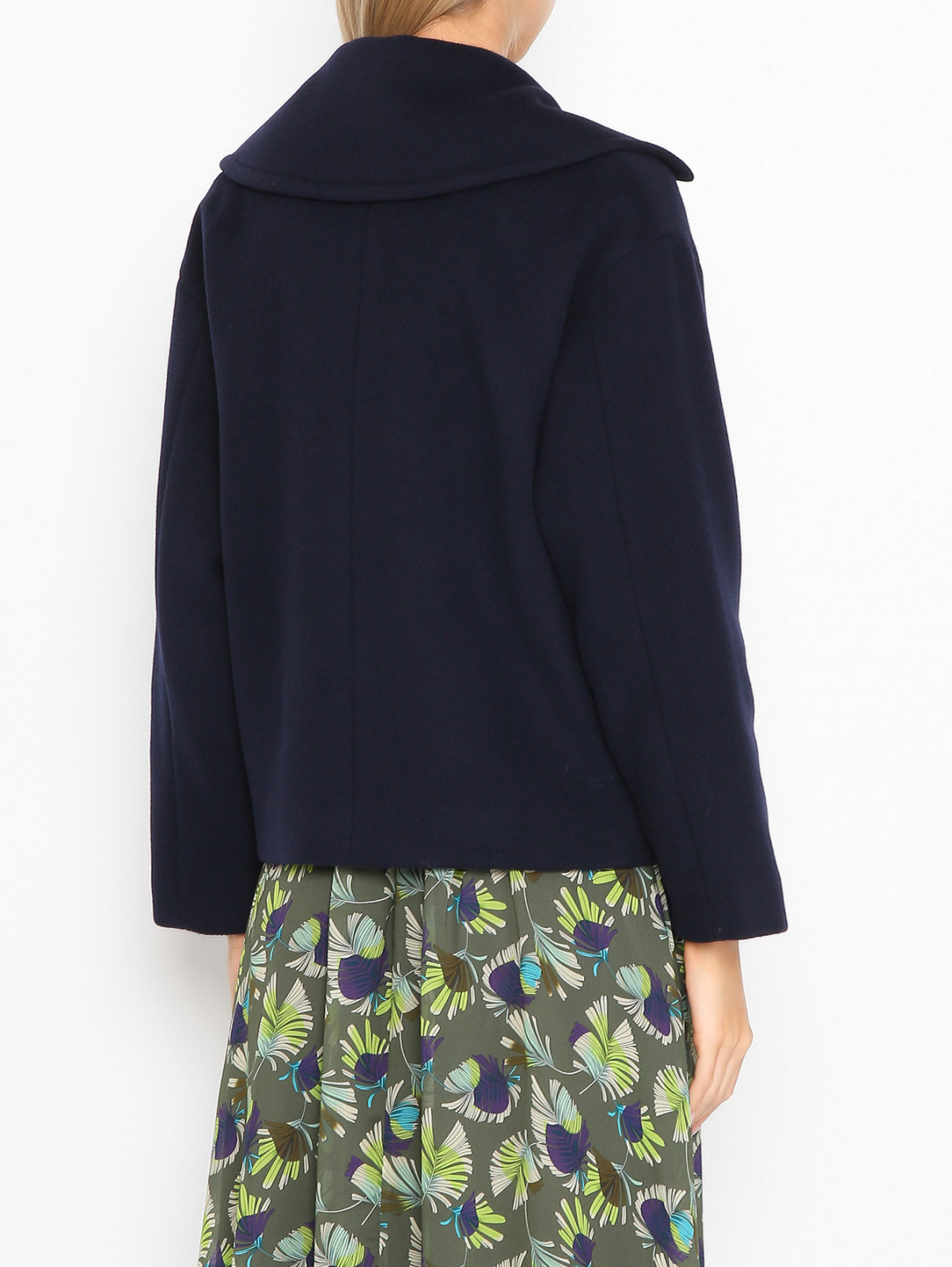 Двубортное полупальто из шерсти Weekend Max Mara  –  МодельВерхНиз1  – Цвет:  Синий