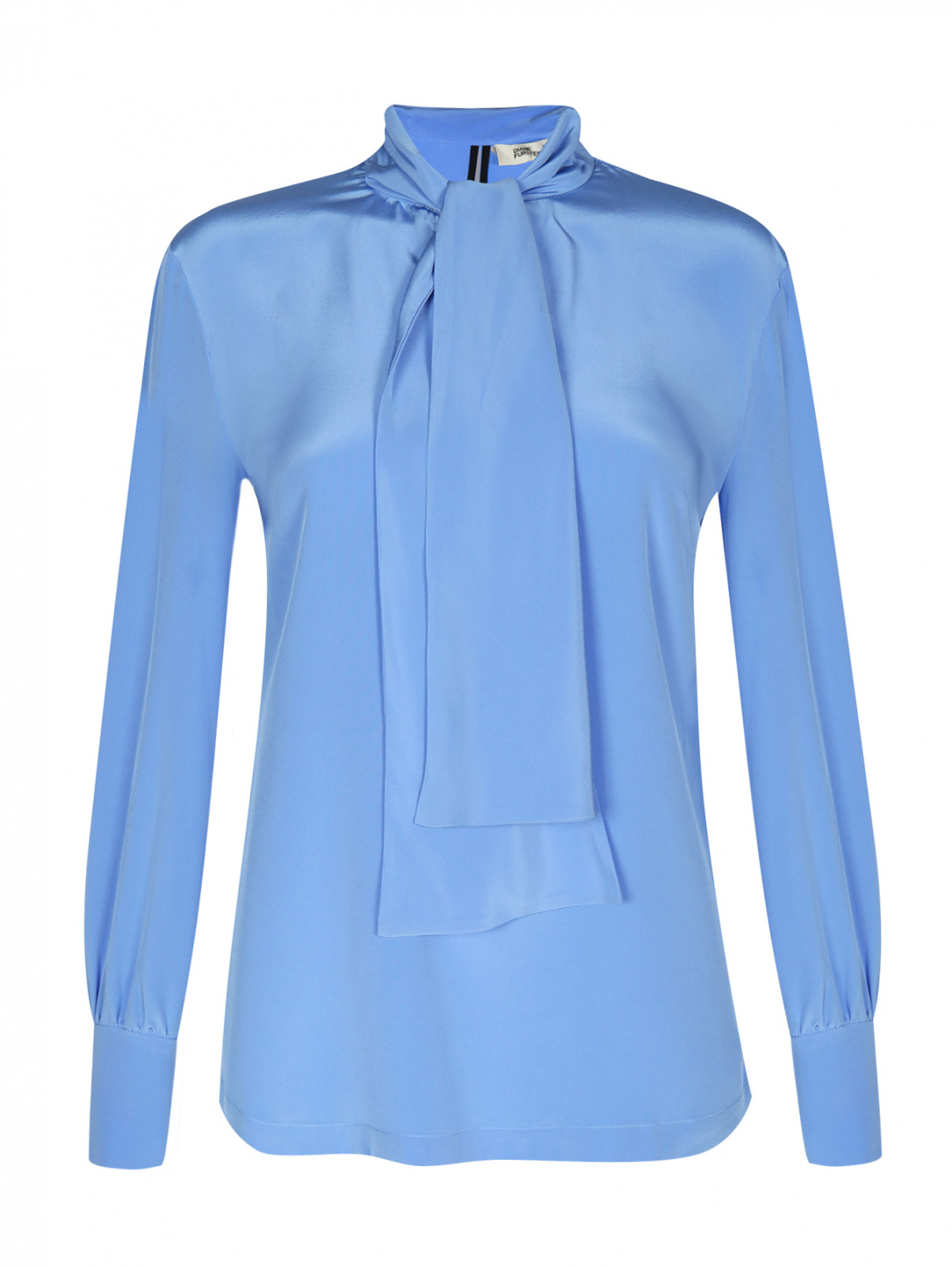 Блуза из шелка с длинным рукавом Diane von Furstenberg  –  Общий вид  – Цвет:  Синий