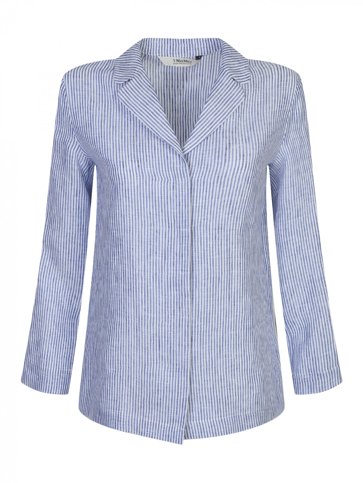 Блуза из льна в полоску Max Mara  –  Общий вид  – Цвет:  Синий
