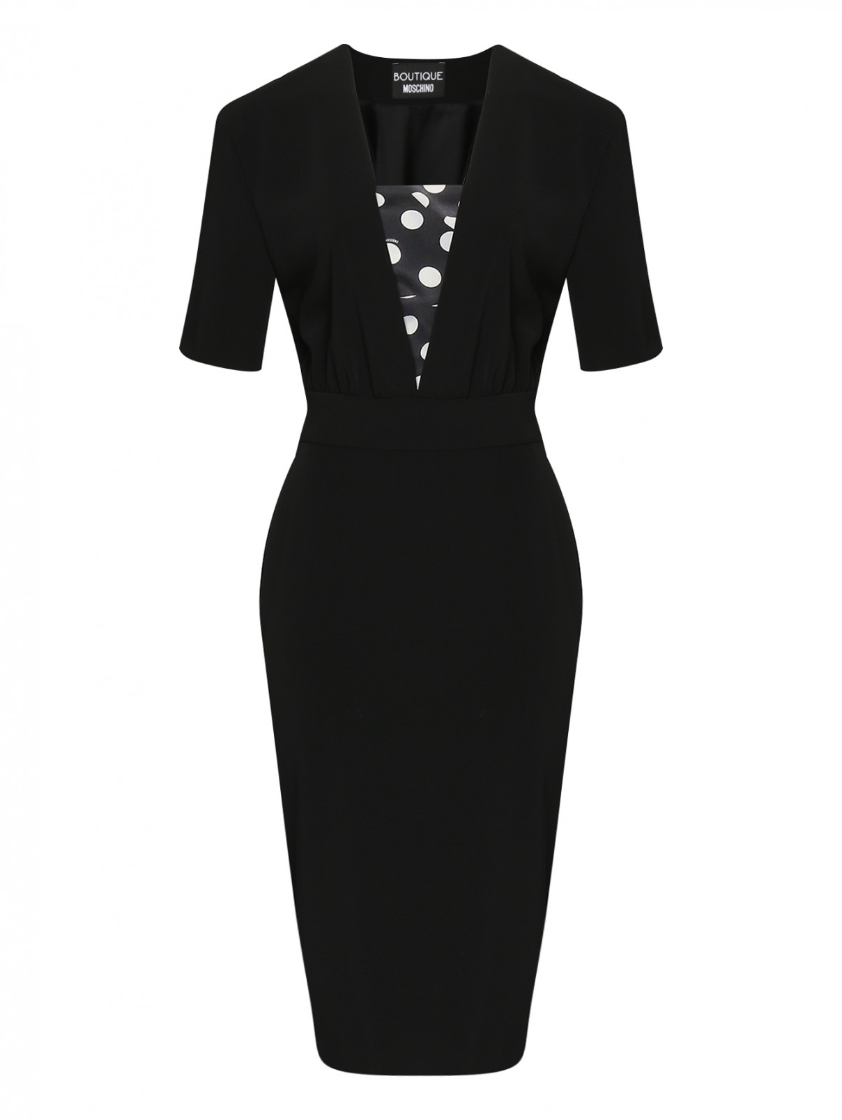 Платье-миди с контрастной вставкой Moschino Boutique  –  Общий вид  – Цвет:  Черный