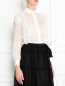 Блуза из льна свободного кроя с декоративной кружевной отделкой Alberta Ferretti  –  Модель Верх-Низ
