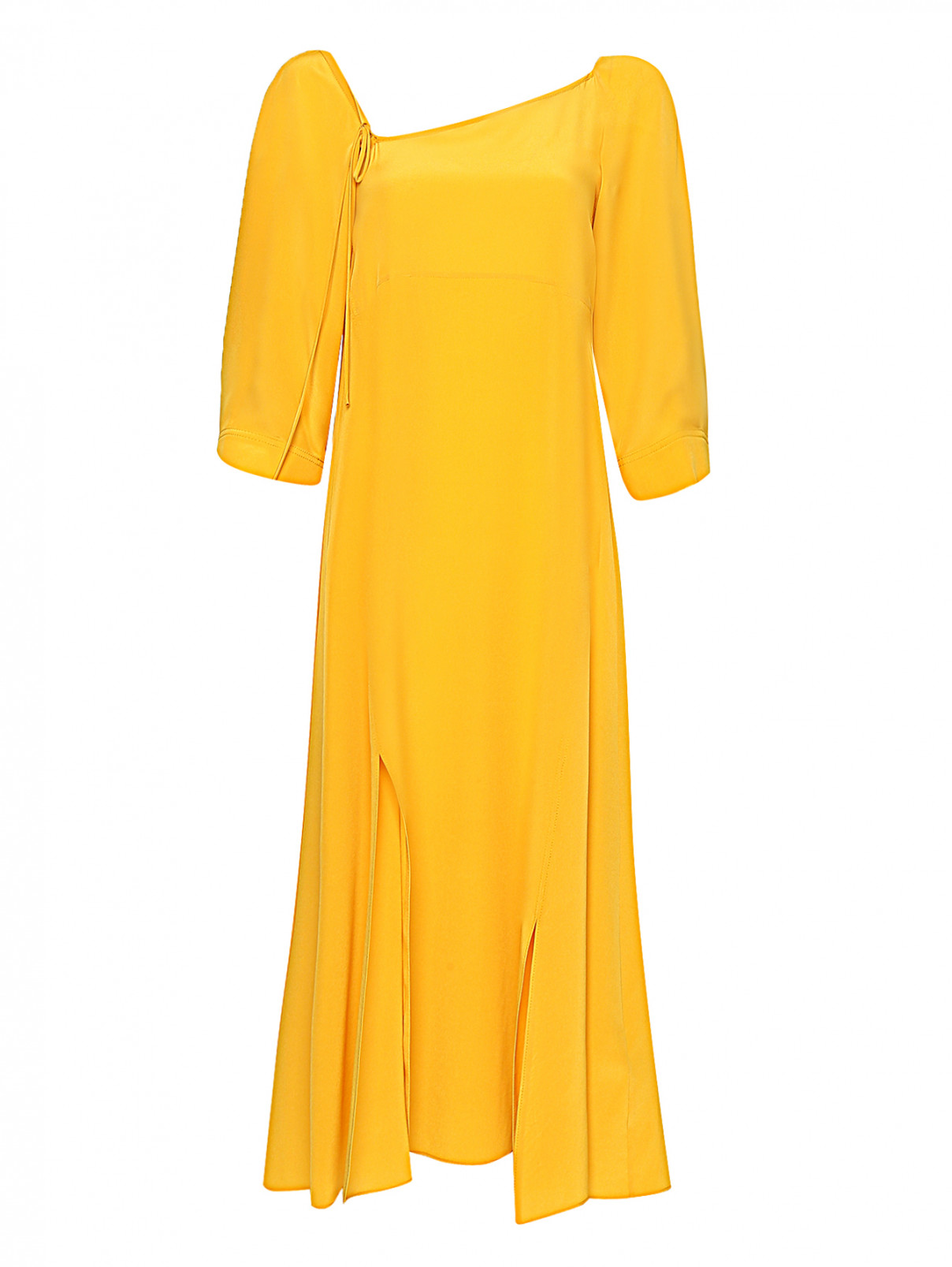 Платье-миди из шелка с разрезами Dorothee Schumacher  –  Общий вид  – Цвет:  Желтый