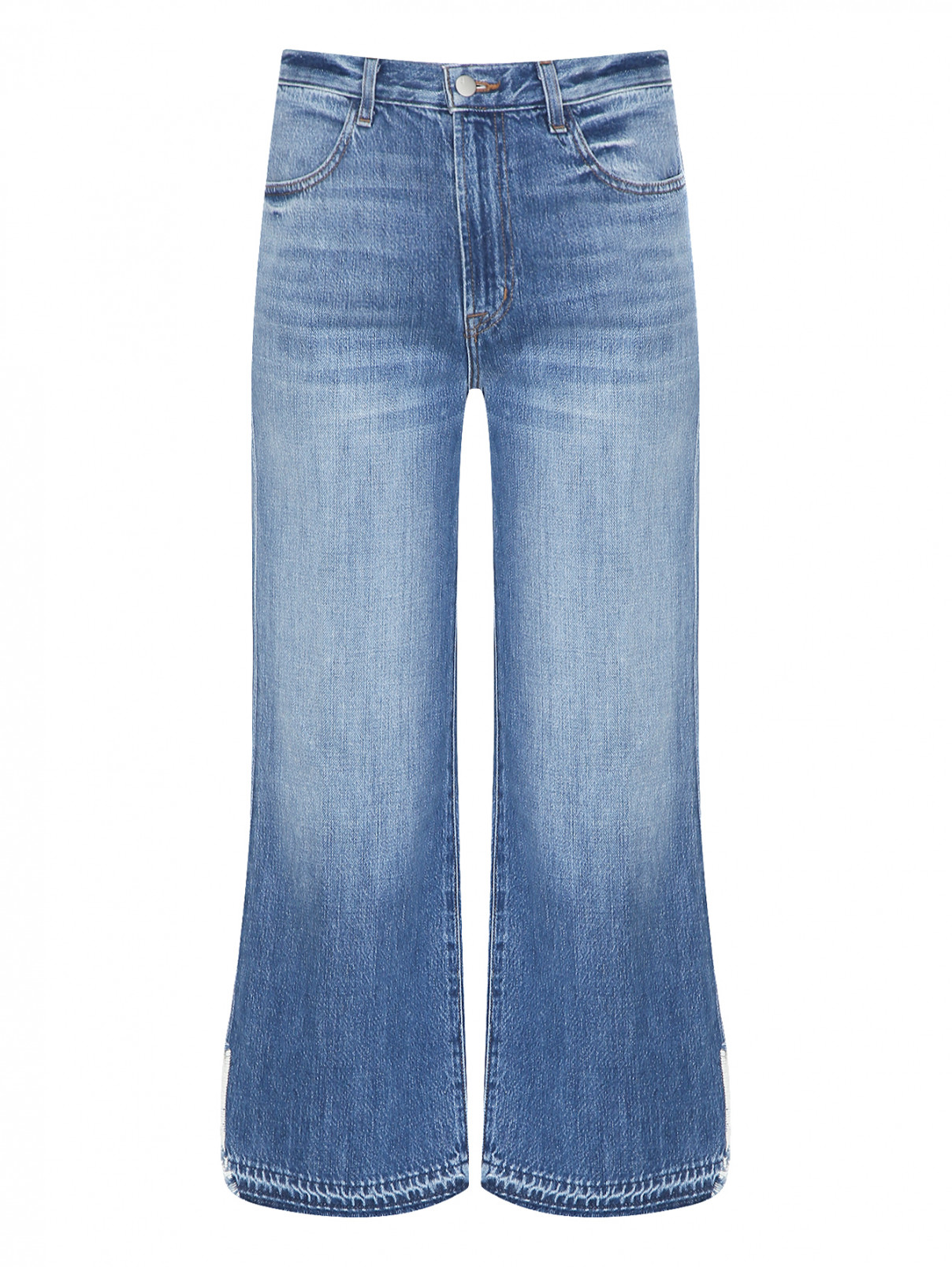 Укороченные джинсы с бахромой J Brand  –  Общий вид  – Цвет:  Синий