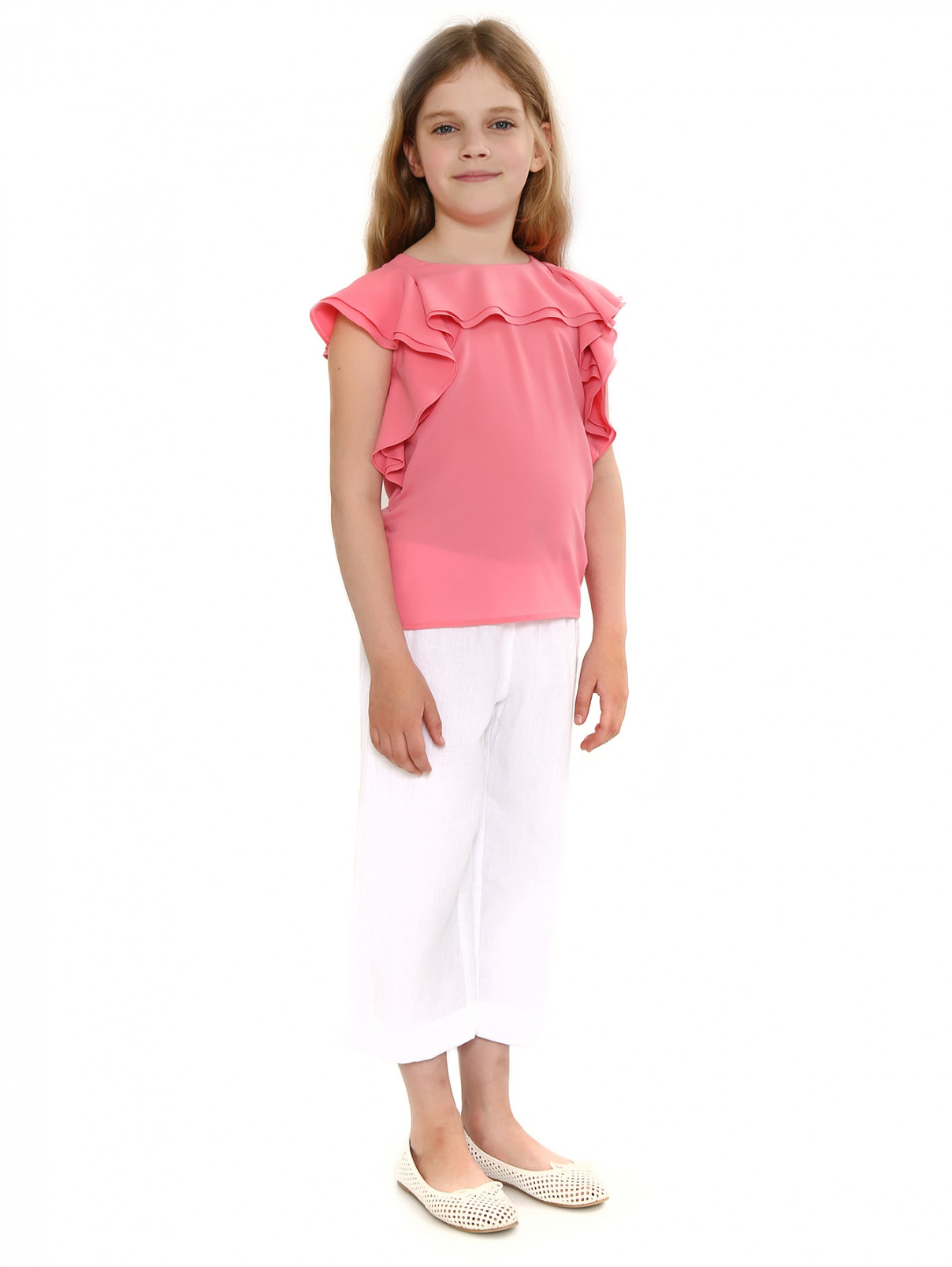 Блуза с воланами Pinko Up  –  Модель Общий вид  – Цвет:  Розовый