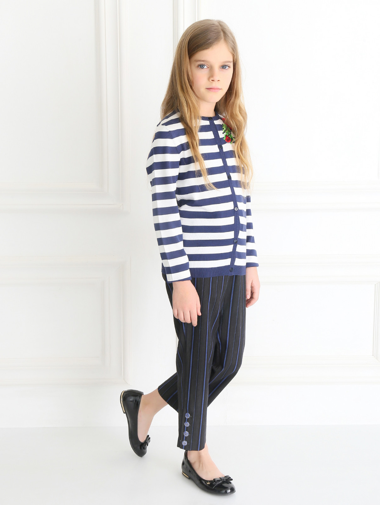Широкие брюки с узором "полоска" Simonetta  –  Модель Общий вид  – Цвет:  Черный