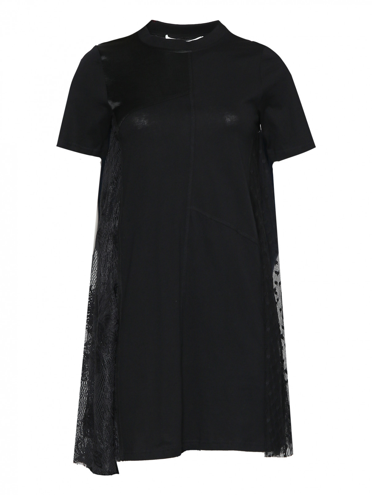 Комбинированное платье-мини McQ  –  Общий вид  – Цвет:  Черный