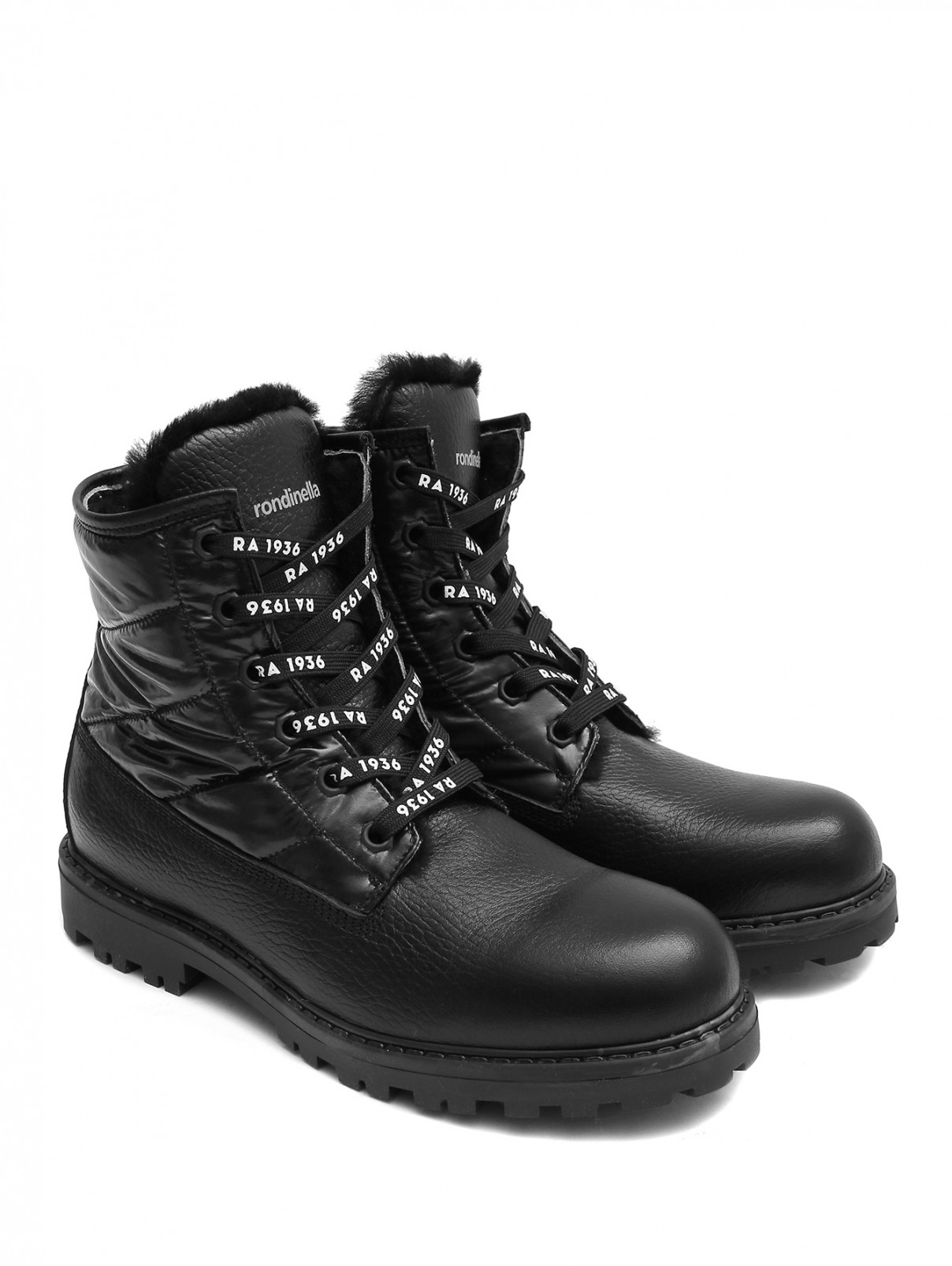 Утепленные ботинки с контрастными шнурками Rondinella  –  Общий вид  – Цвет:  Черный
