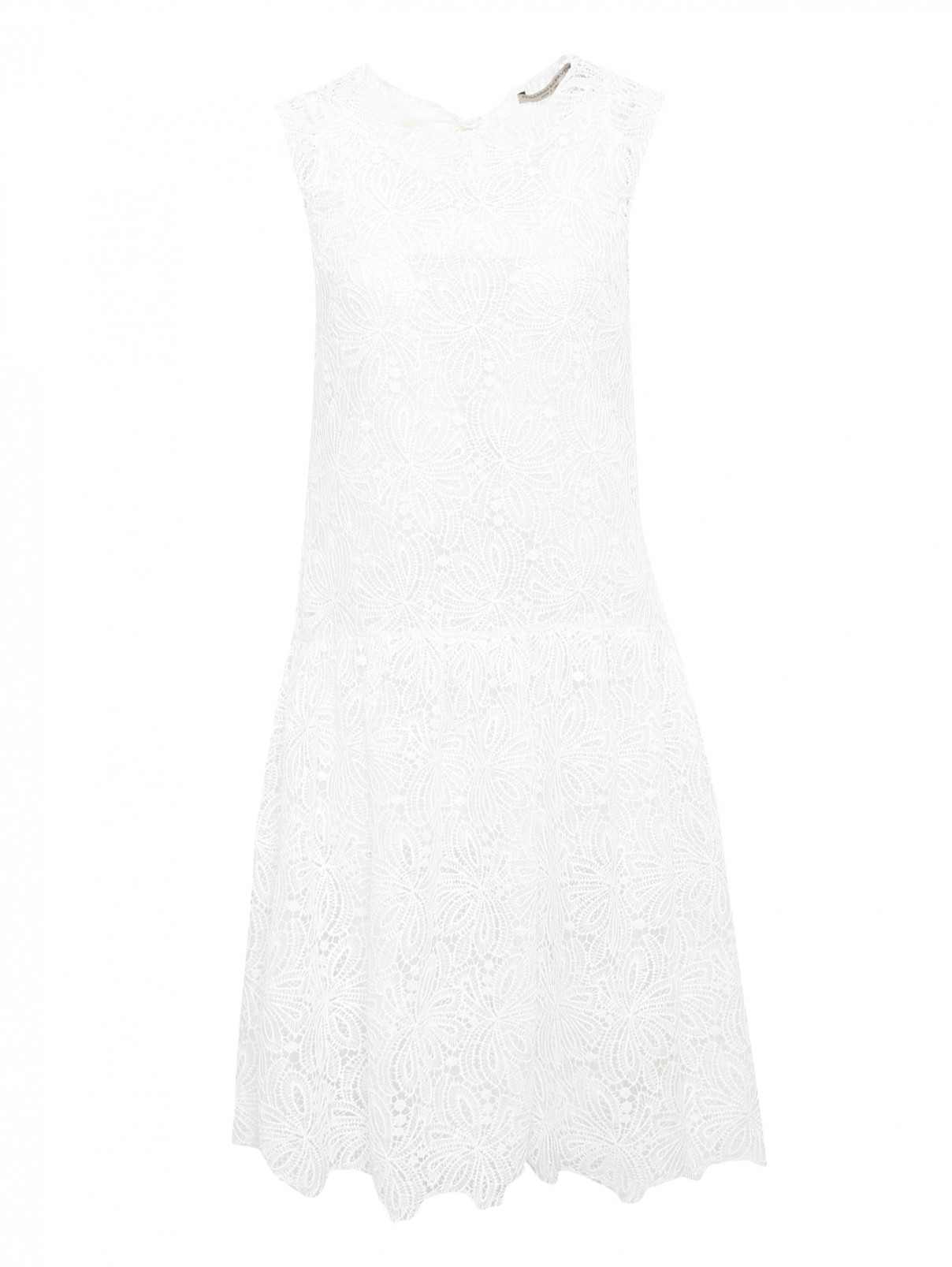 Платье из кружева с воланом Ermanno Scervino  –  Общий вид  – Цвет:  Белый