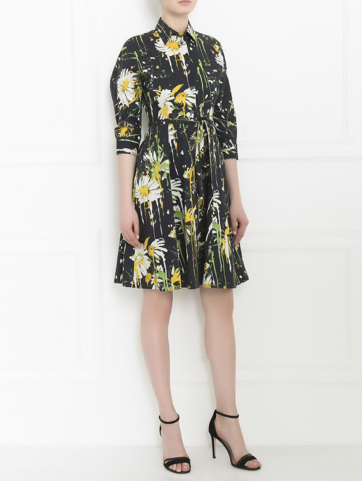 Платье-миди из хлопка с цветочным узором Jean Paul Gaultier  –  Модель Общий вид  – Цвет:  Узор