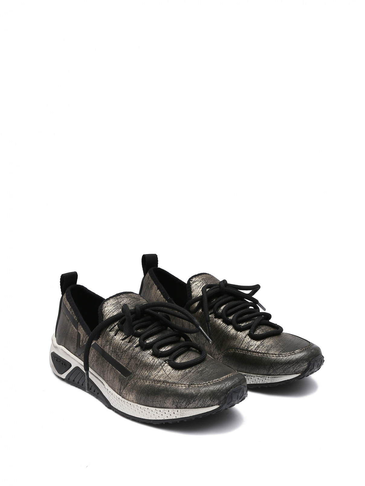 Кроссовки на шнурках Diesel  –  Общий вид  – Цвет:  Металлик