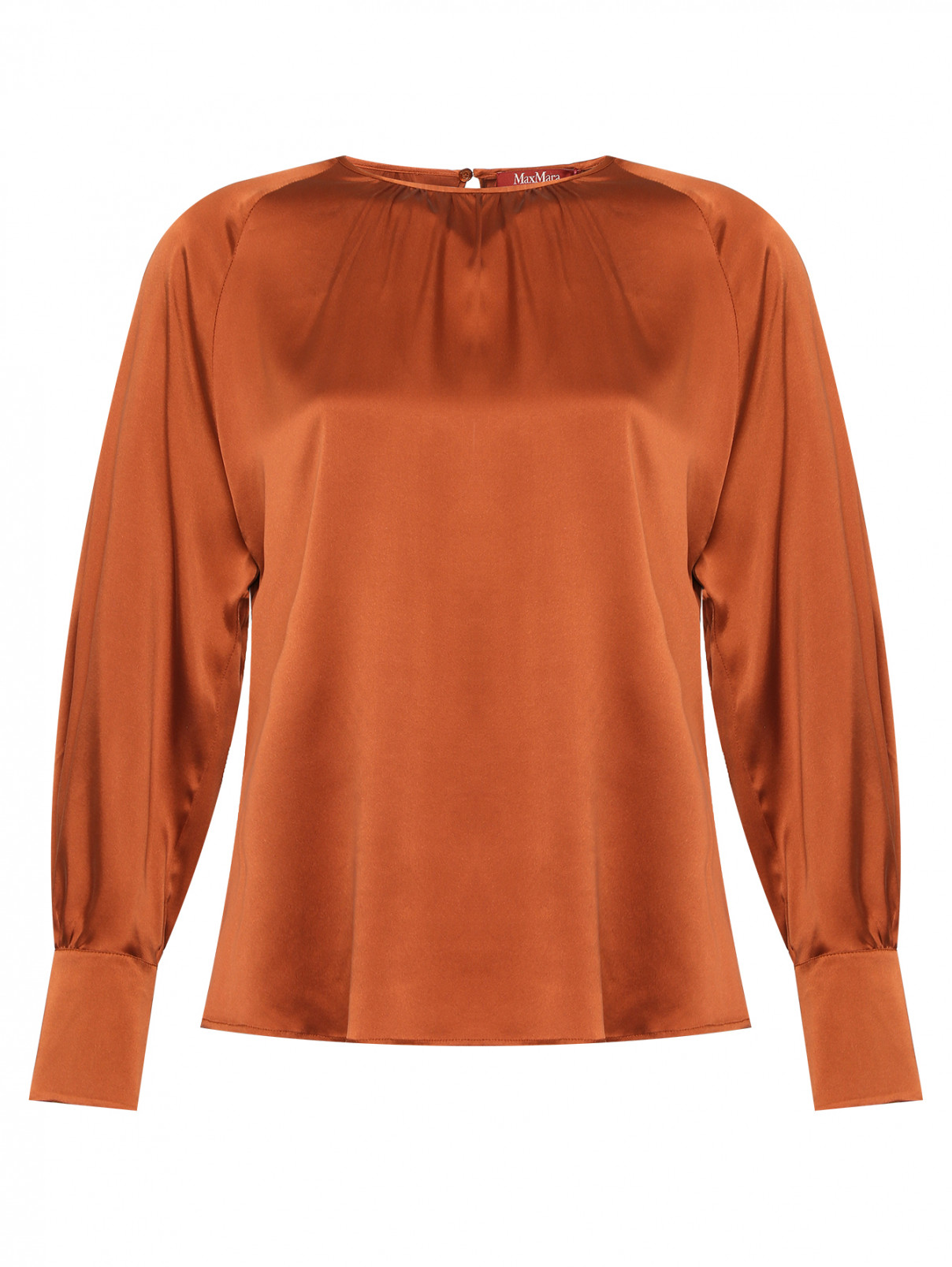 Блуза из шелка с круглым вырезом Max Mara  –  Общий вид  – Цвет:  Коричневый