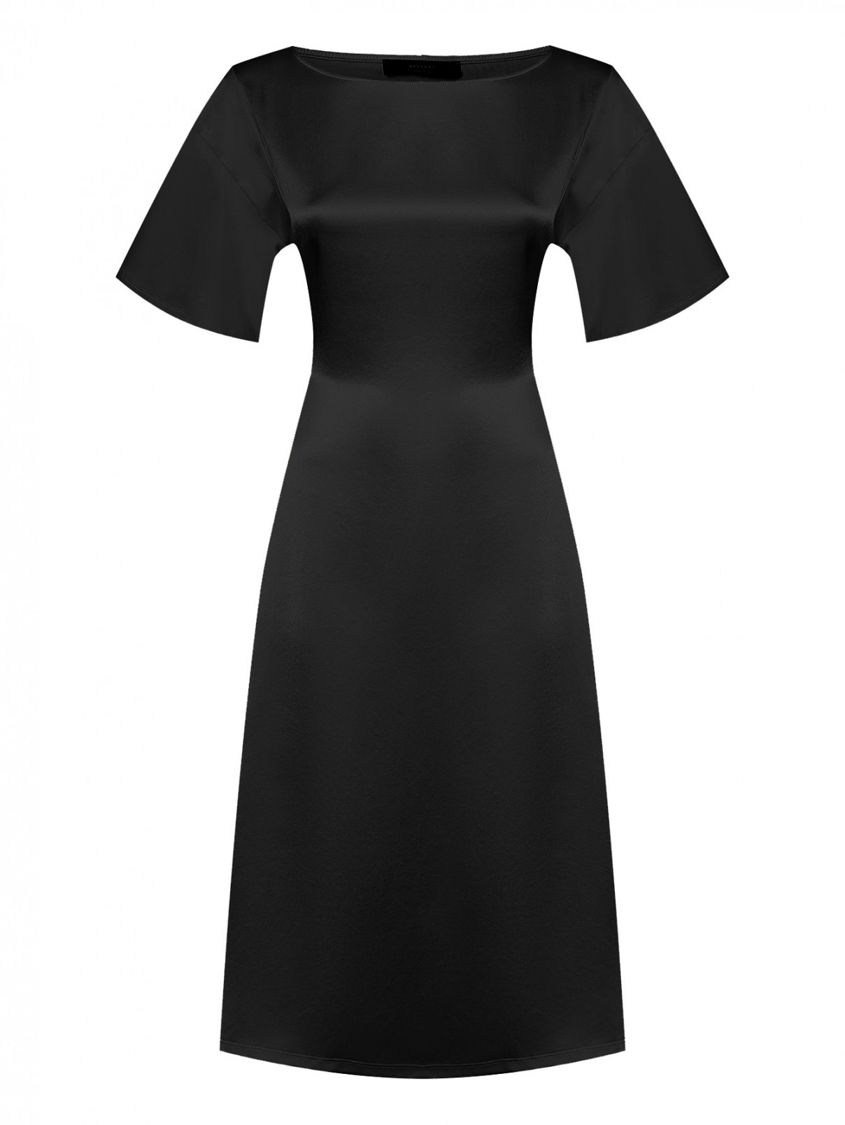 Платье-миди из модала и хлопка с поясом Weekend Max Mara  –  Общий вид  – Цвет:  Черный