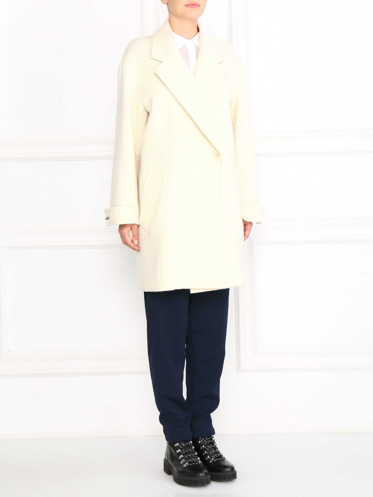 Пальто из шерсти Barbara Bui  –  Модель Общий вид  – Цвет:  Бежевый