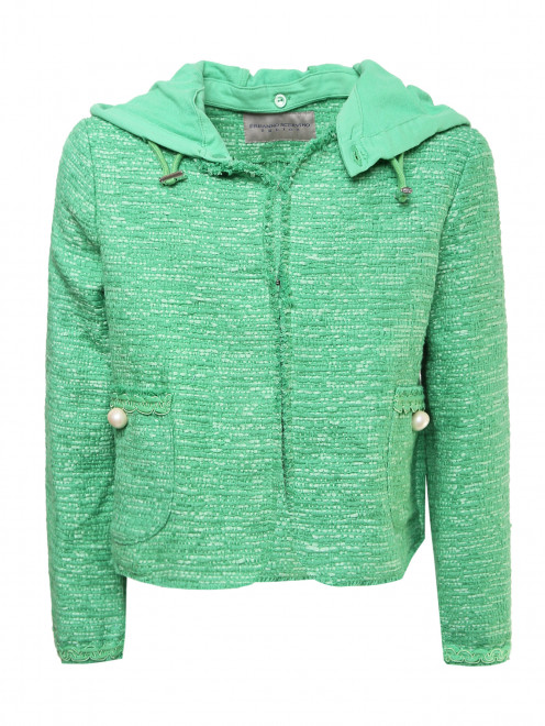 Жакет твидовый с капюшоном Ermanno Scervino Junior - Общий вид