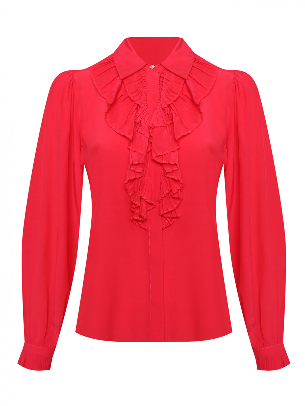 Блуза однотонная с рюшами Suncoo  –  Общий вид  – Цвет:  Розовый