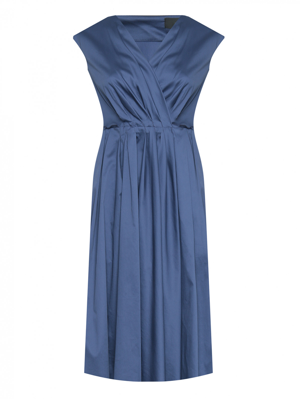 Платье из хлопка со сборкой Weekend Max Mara  –  Общий вид  – Цвет:  Синий