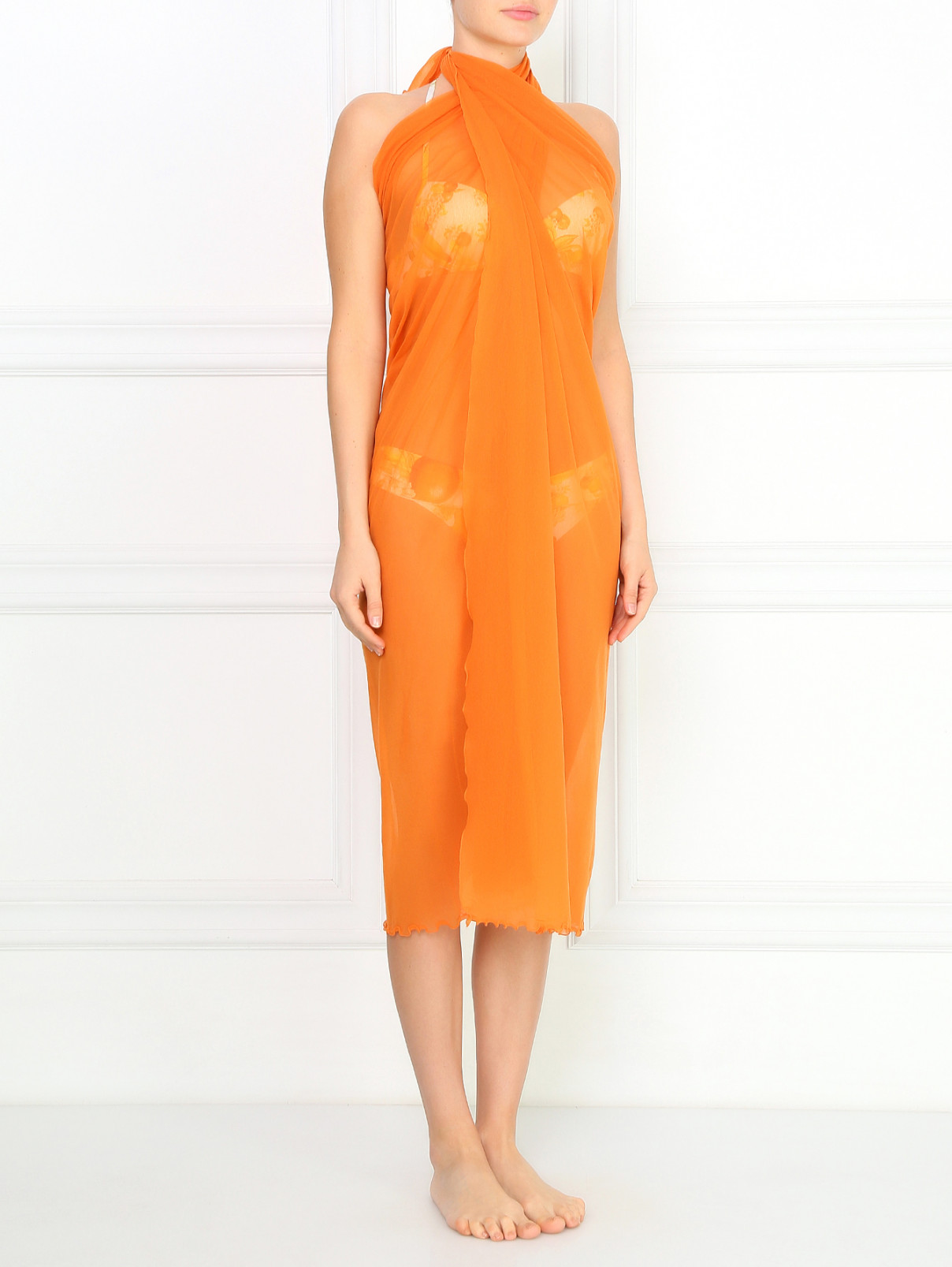 Парео с оборками La Perla  –  Модель Общий вид  – Цвет:  Оранжевый