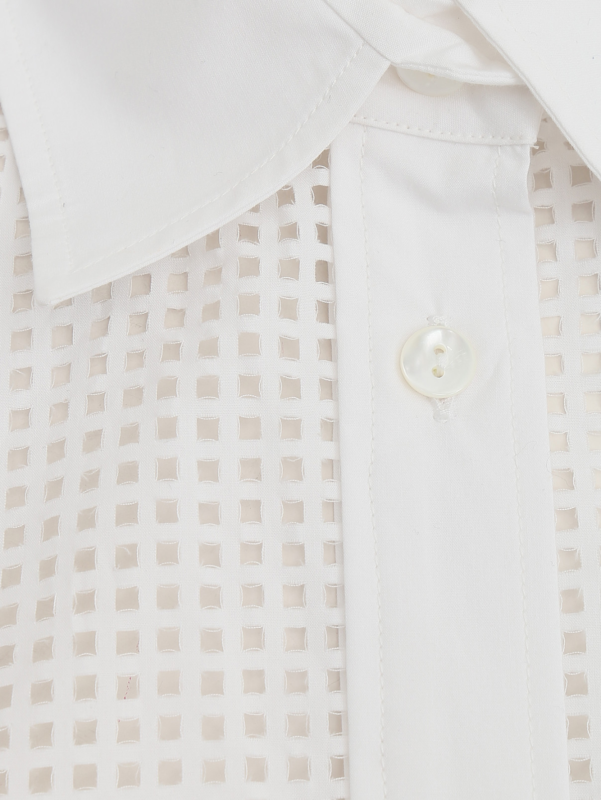 Блуза из хлопка с перфорацией Veronique Branquinho  –  Деталь  – Цвет:  Белый