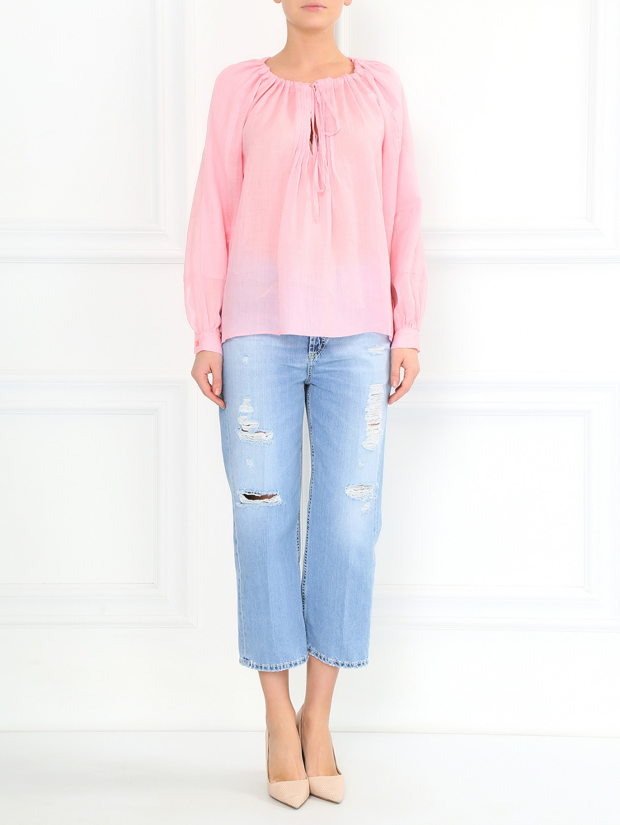 Блуза свободного кроя из рами Dondup  –  Модель Общий вид  – Цвет:  Розовый