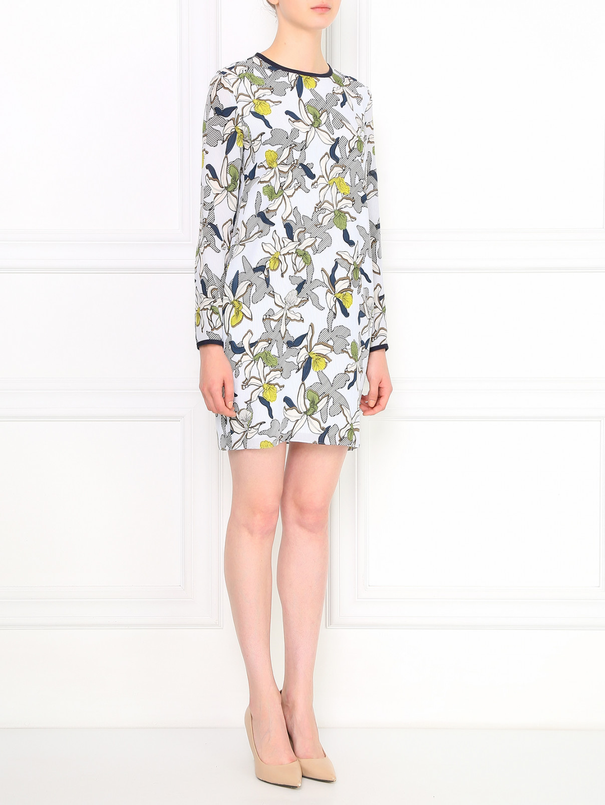 Платье из шелка с цветочным узором с боковыми карманами Sportmax Code  –  Модель Общий вид  – Цвет:  Узор