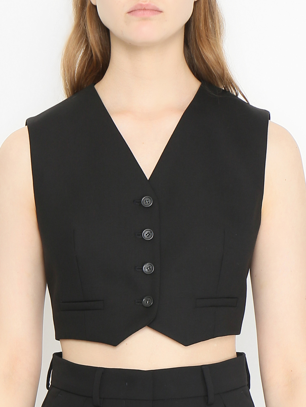 Укороченный жилет Sportmax  –  МодельОбщийВид1  – Цвет:  Черный