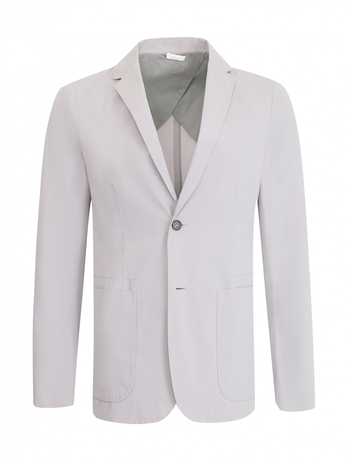Пиджак  из хлопка с накладными карманами Jil Sander  –  Общий вид  – Цвет:  Серый