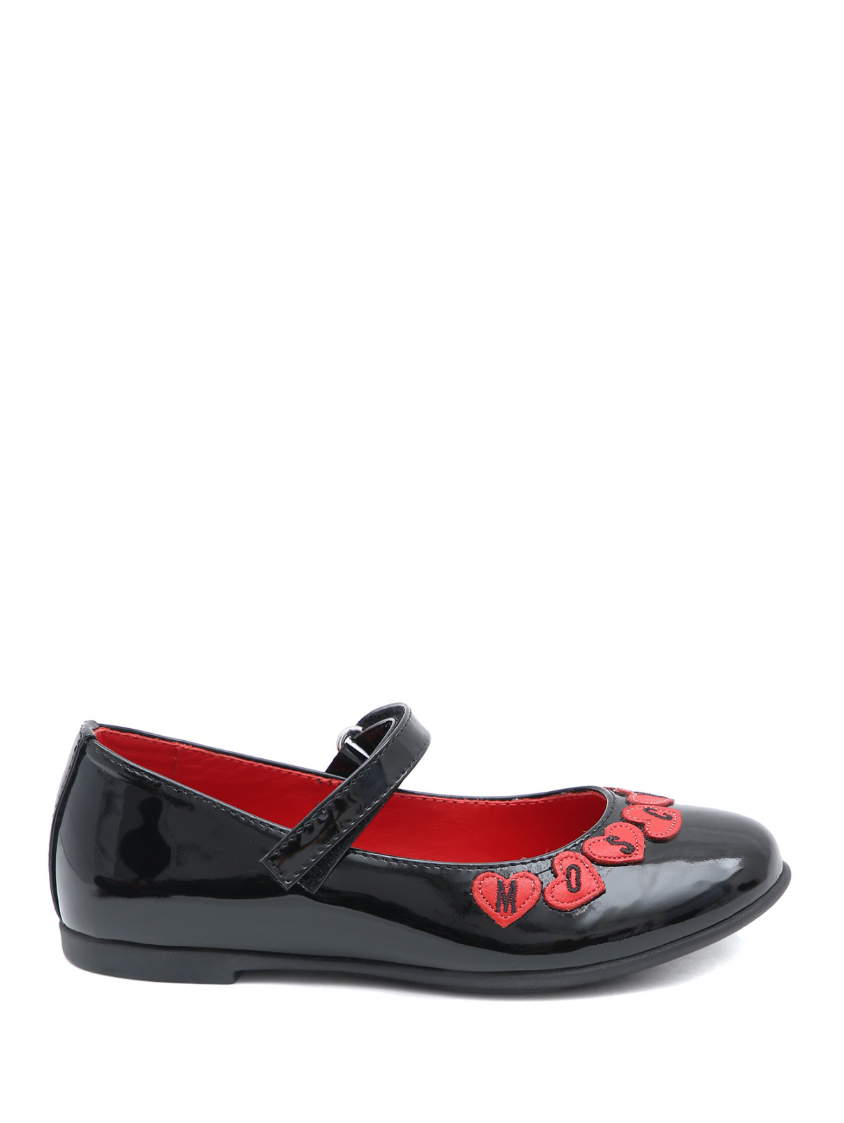 Туфли из лакированной кожи на липучке Moschino  –  Обтравка1  – Цвет:  Черный