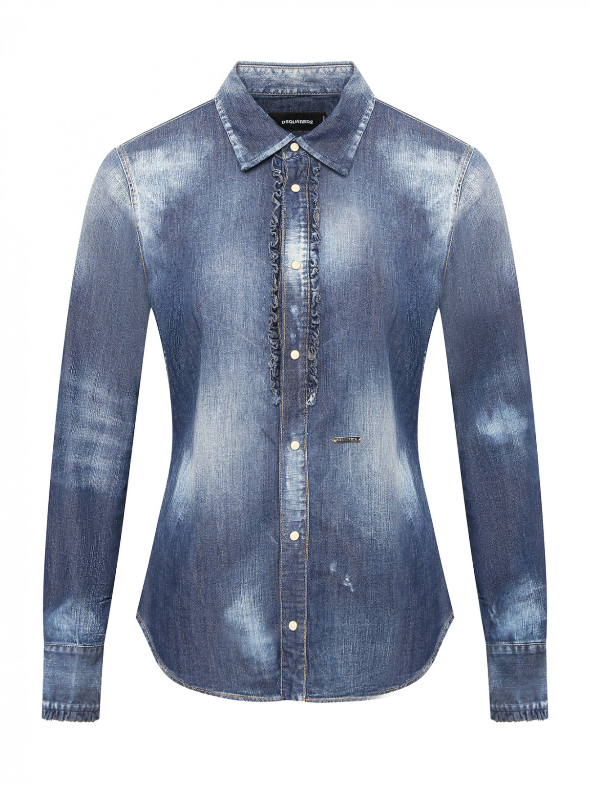 Джинсовая рубашка на кнопках Dsquared2  –  Общий вид  – Цвет:  Синий