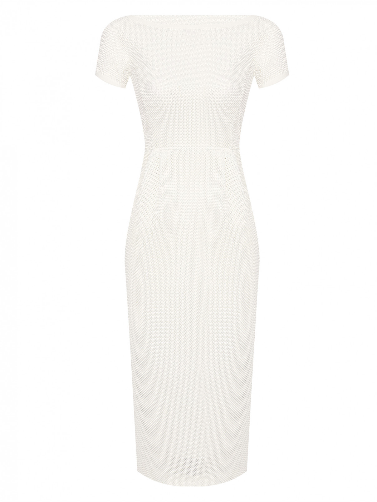 Платье из сетки однотонное на молнии Max Mara  –  Общий вид  – Цвет:  Белый