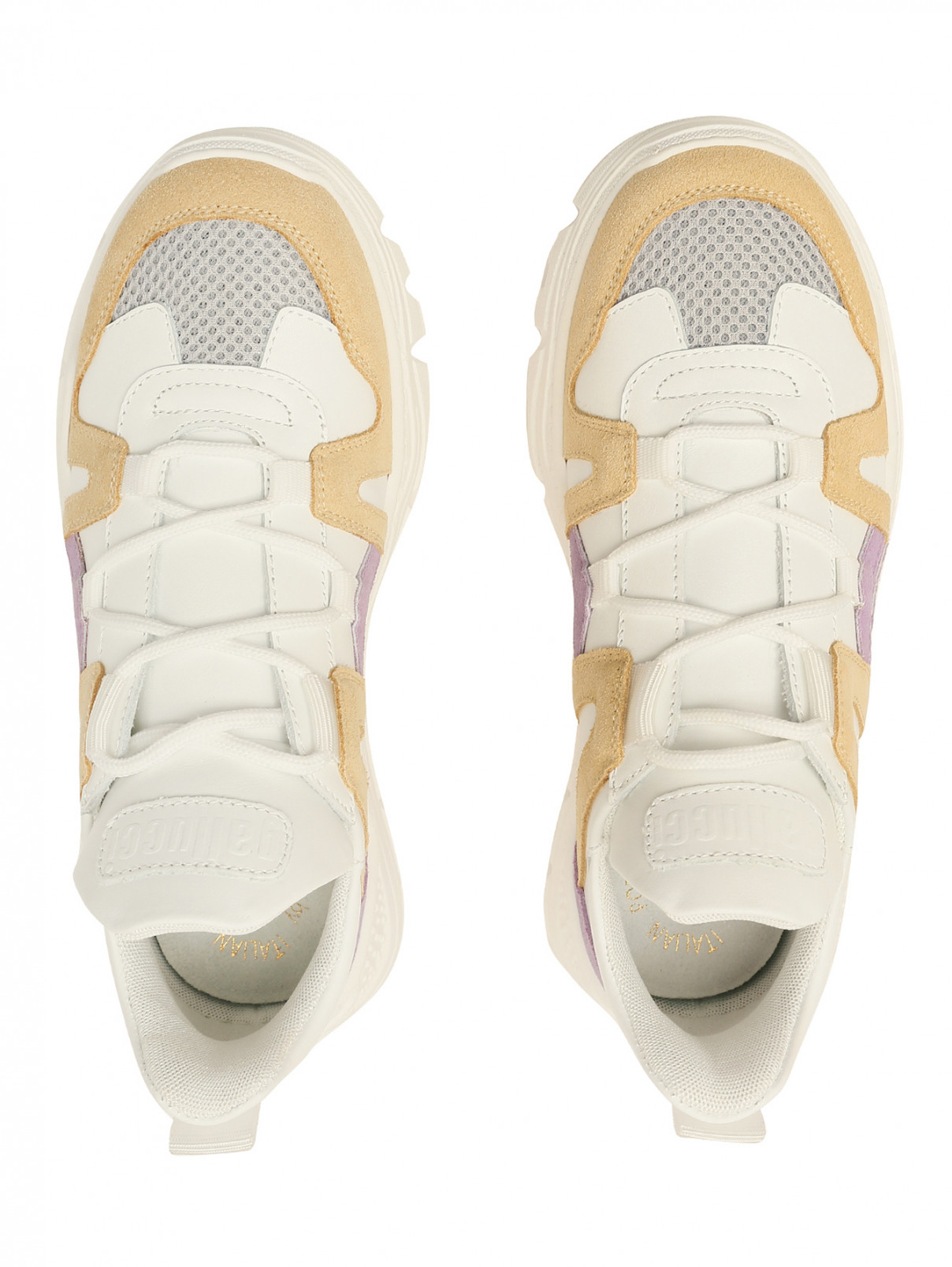 Кожаные кроссовки с сеткой Gallucci  –  Обтравка3  – Цвет:  Белый